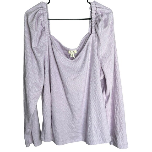 Ana A New Approach Long Puff Sleeve Top Women's Tee Size 2X Lavender Frost - Picture 7 of 10